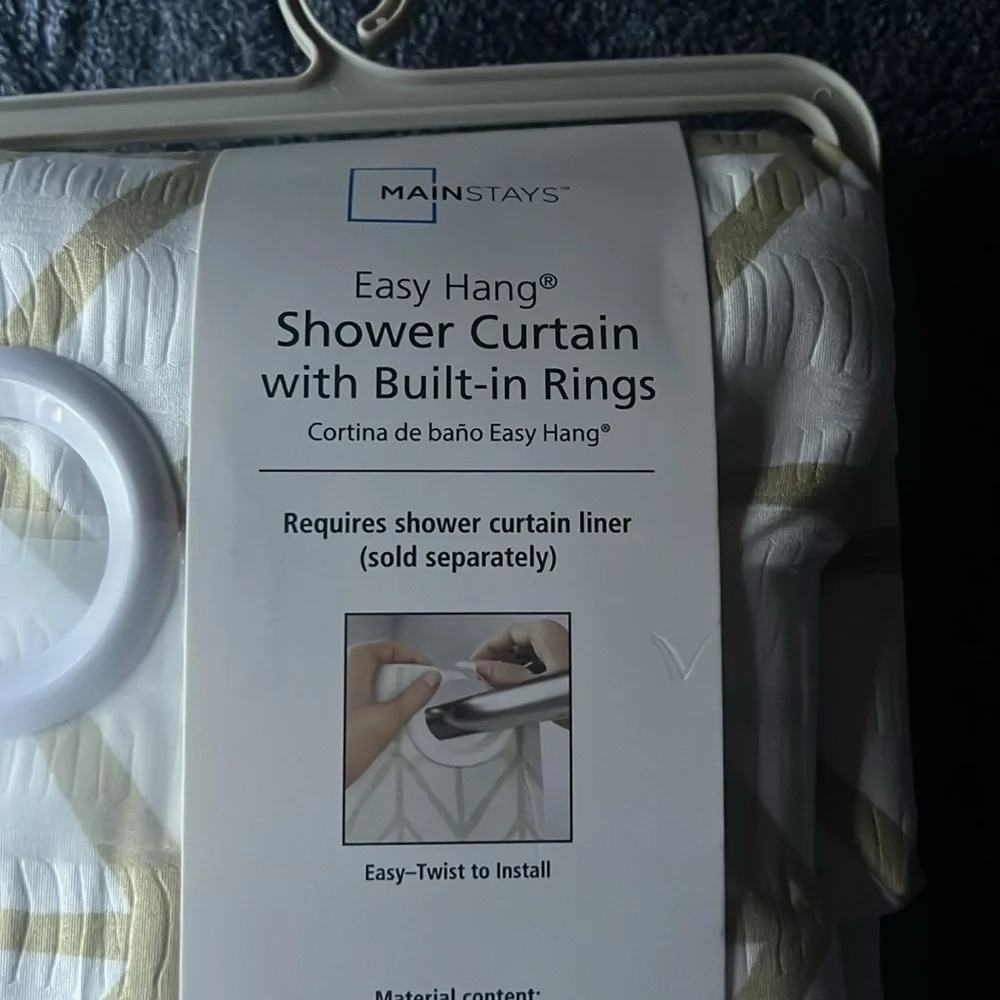 Mainstays Willcrest Easy Hang Fabric Shower Curtain, 70